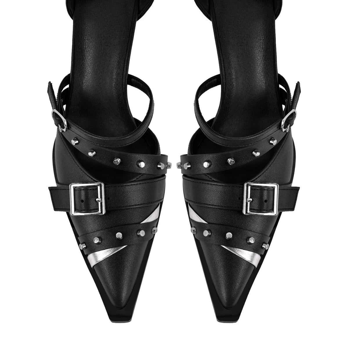 Pointed Toe Rivet Buckle Ankle Strap Pumps - Onlymaker Latest