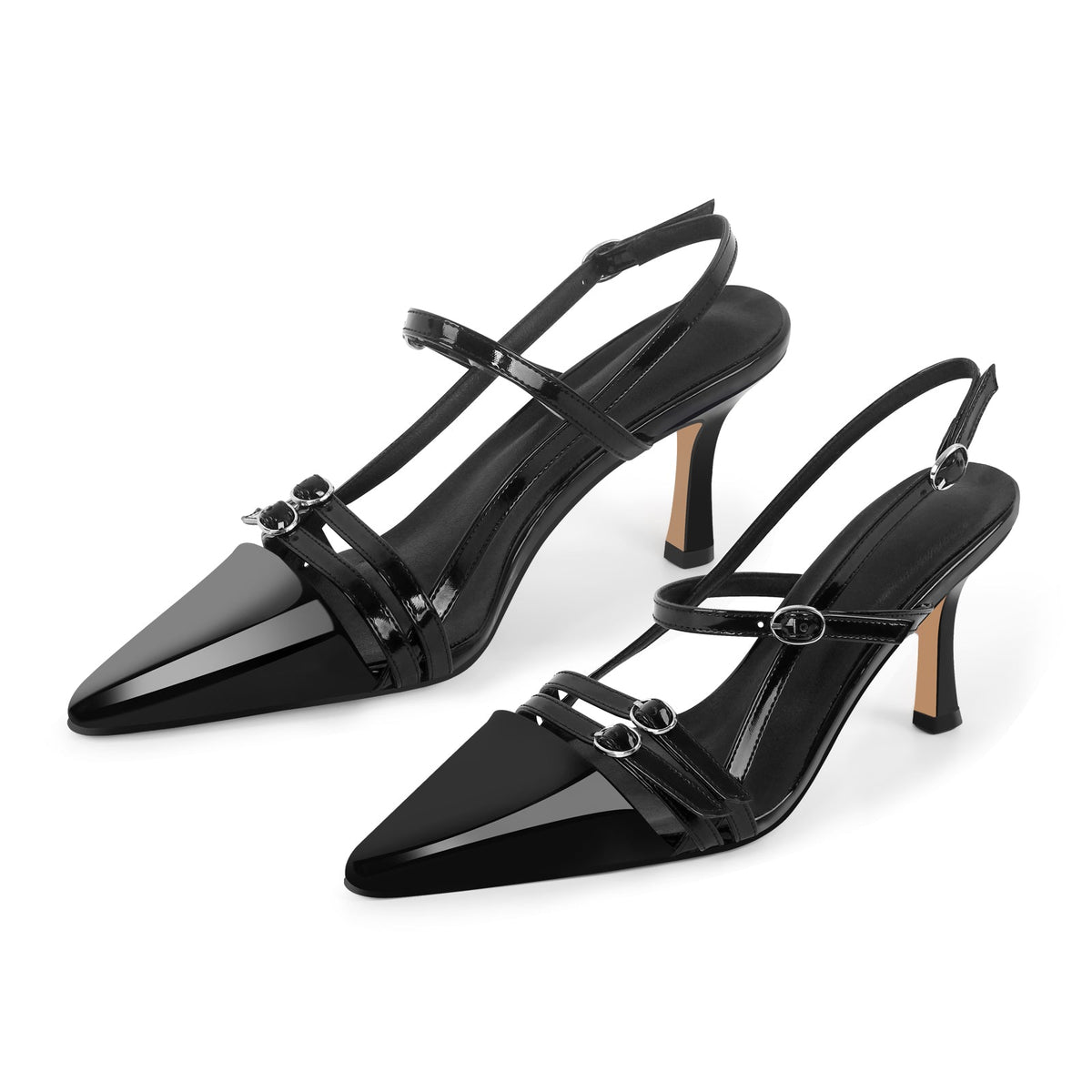 Pointed Toe Hollow Buckle Slingback Pumps - Onlymaker Best Seller