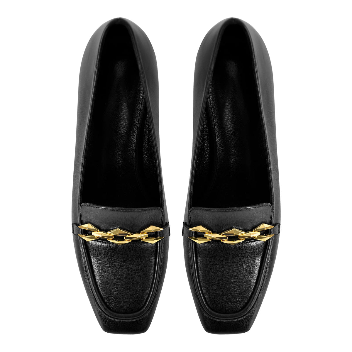 Metal Chain Square Toe Chunky Heel Pumps - Onlymaker Top Pick