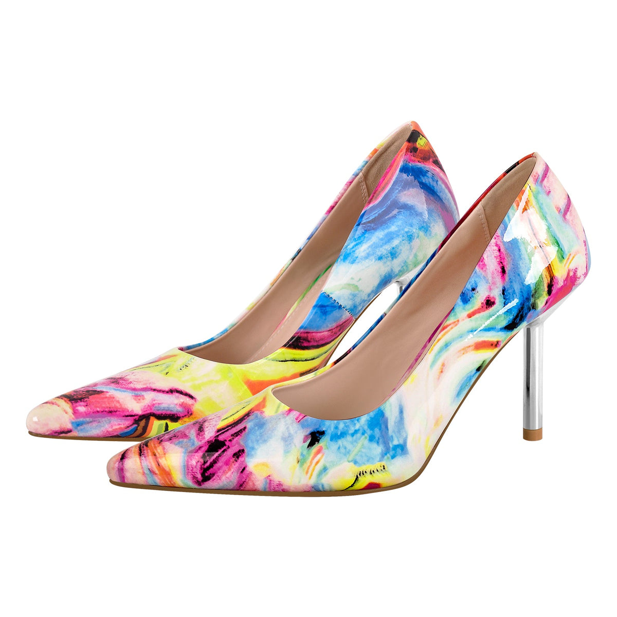 Pointed Toe Gradient Stone Stiletto Pumps - Onlymaker Latest