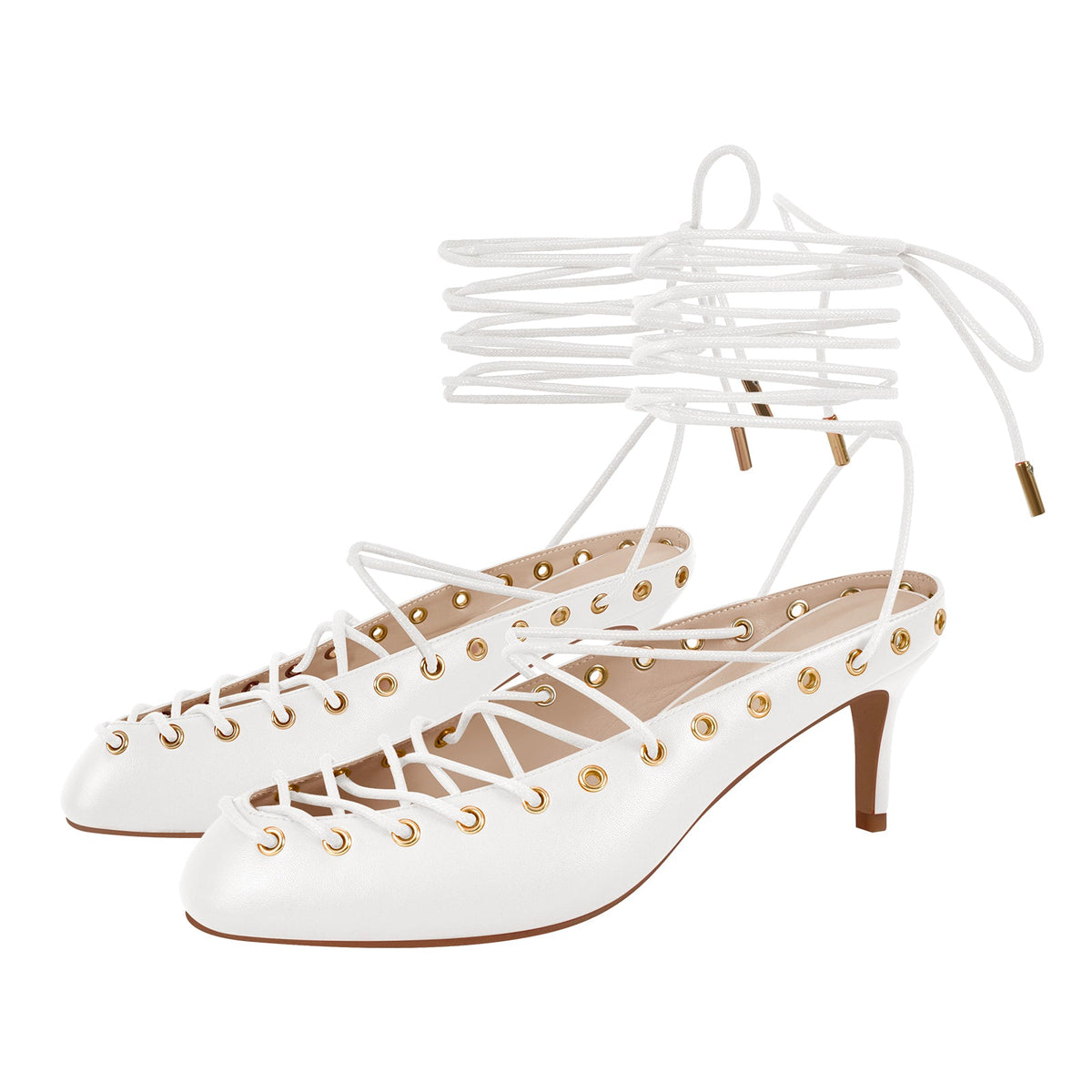 Round Toe Lace-up Mule High Heels - Onlymaker Smart Buy