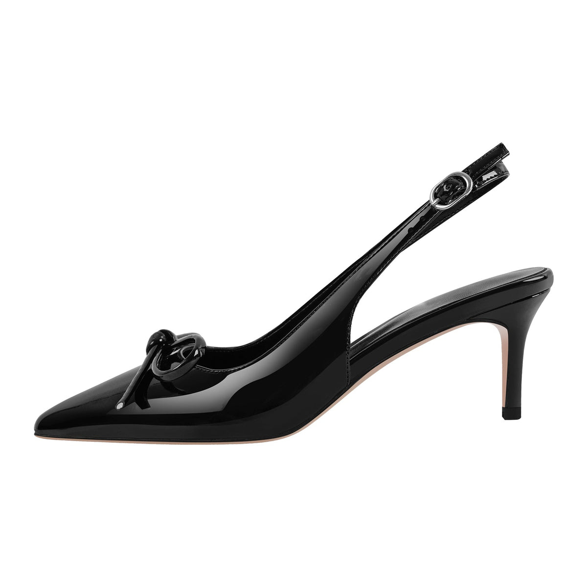 Bow Pointed Toe Patent Leather Slingback Pumps - Onlymaker Customer Favorite