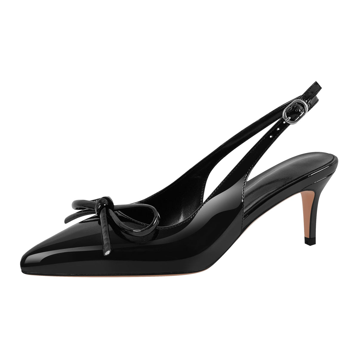 Bow Pointed Toe Patent Leather Slingback Pumps - Onlymaker Customer Favorite