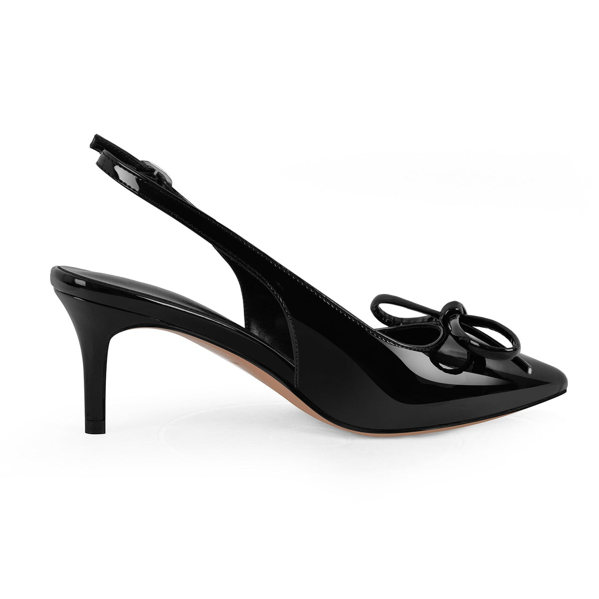Bow Pointed Toe Patent Leather Slingback Pumps - Onlymaker Customer Favorite