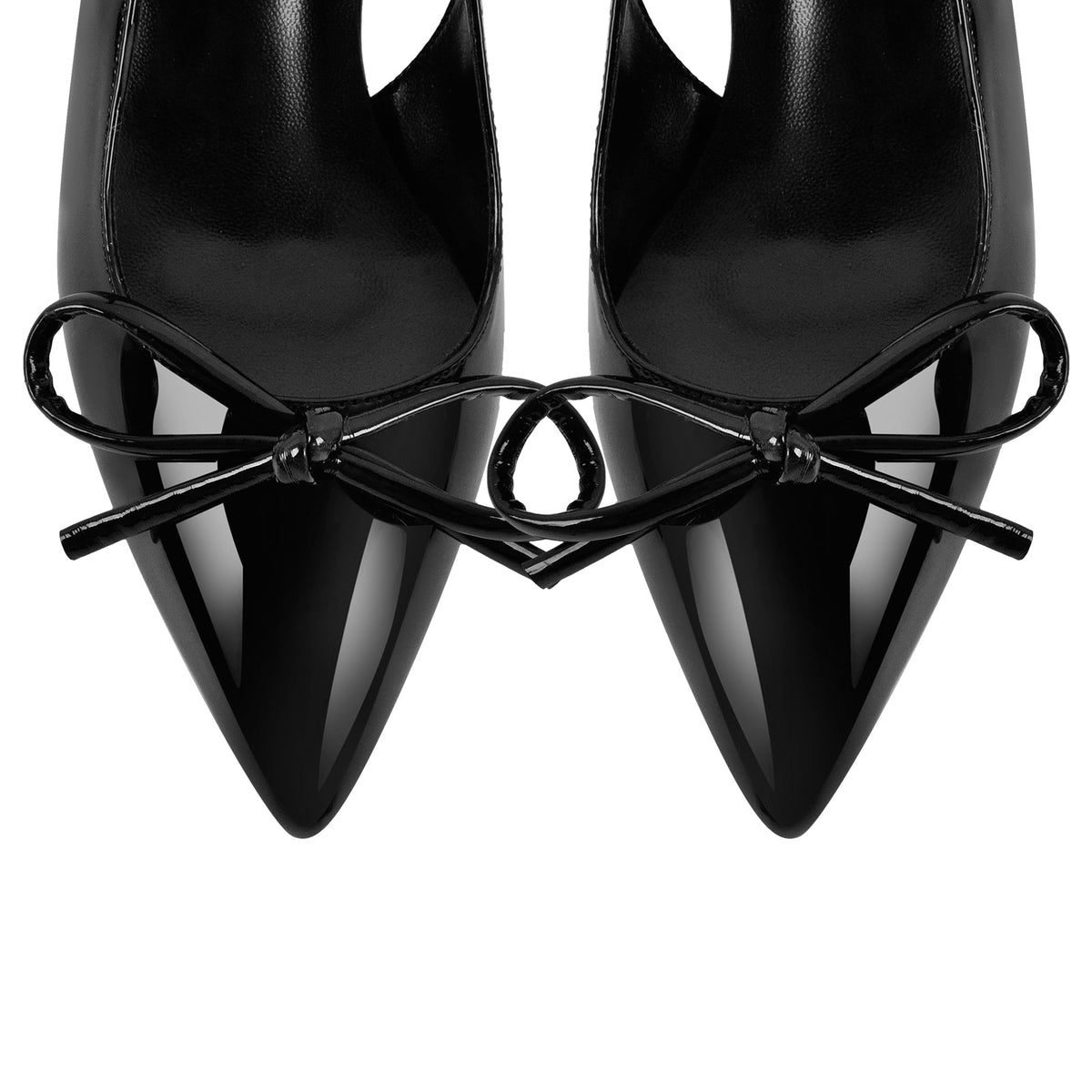 Bow Pointed Toe Patent Leather Slingback Pumps - Onlymaker Customer Favorite