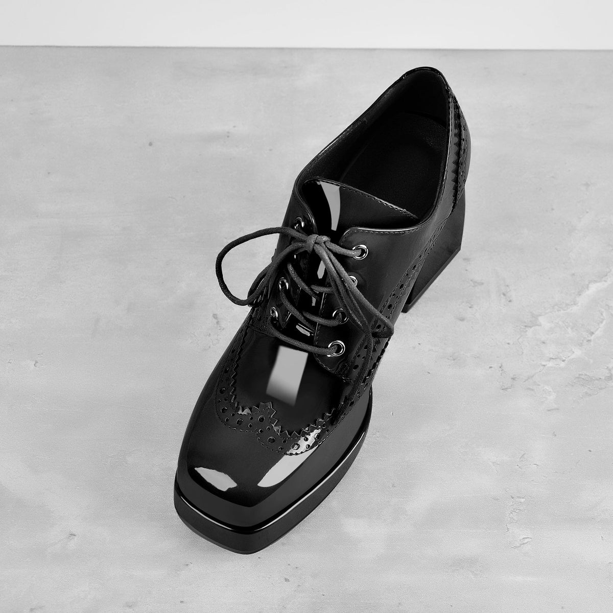 Patent Square Toe Chunky Heel Pumps - Onlymaker Best Price