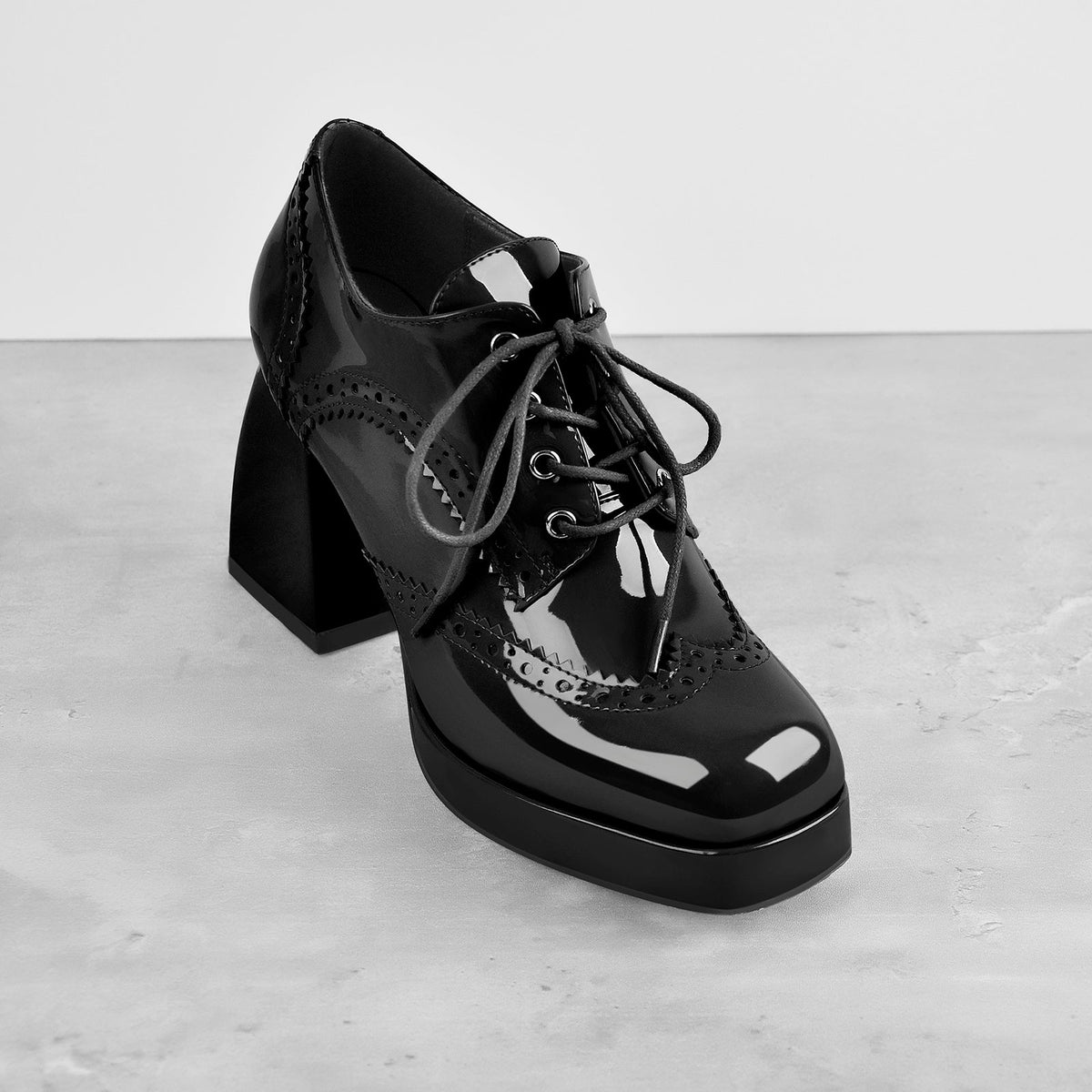 Patent Square Toe Chunky Heel Pumps - Onlymaker Best Price