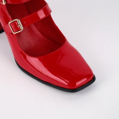 Square Toe Multi Buckle Strap Pumps - Onlymaker Best Price