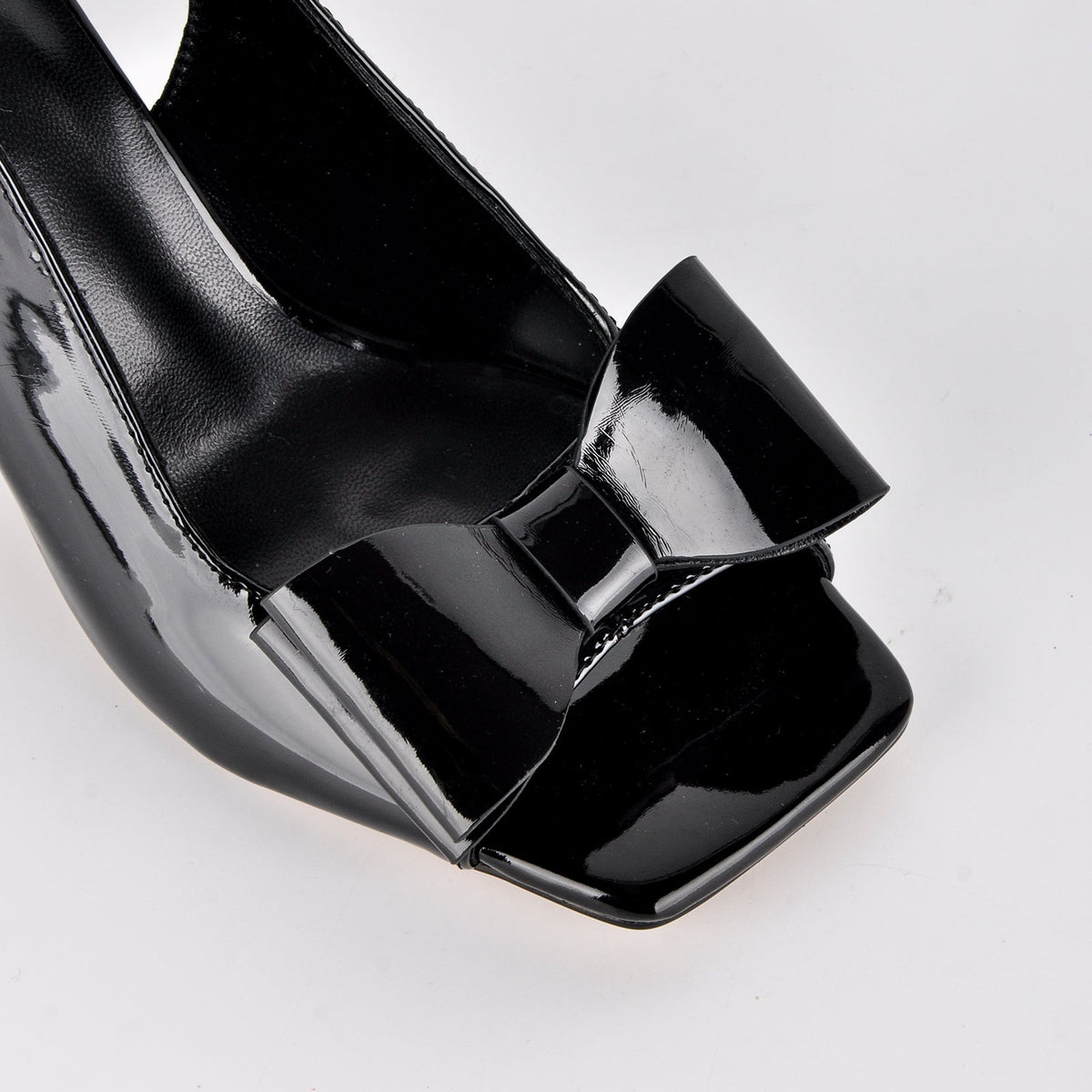 Open Toe Bow Slingback Chunky Heel Pumps - Onlymaker Premium