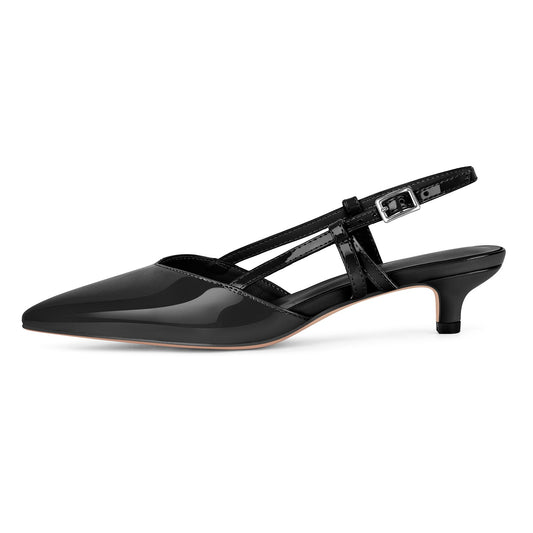 Pointed Toe Slingback Kitten Heel Pumps - Onlymaker Customer Favorite