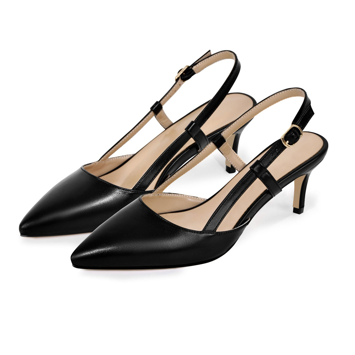 Pointed Toe Kitten Heel Slingback Pumps - Onlymaker Latest