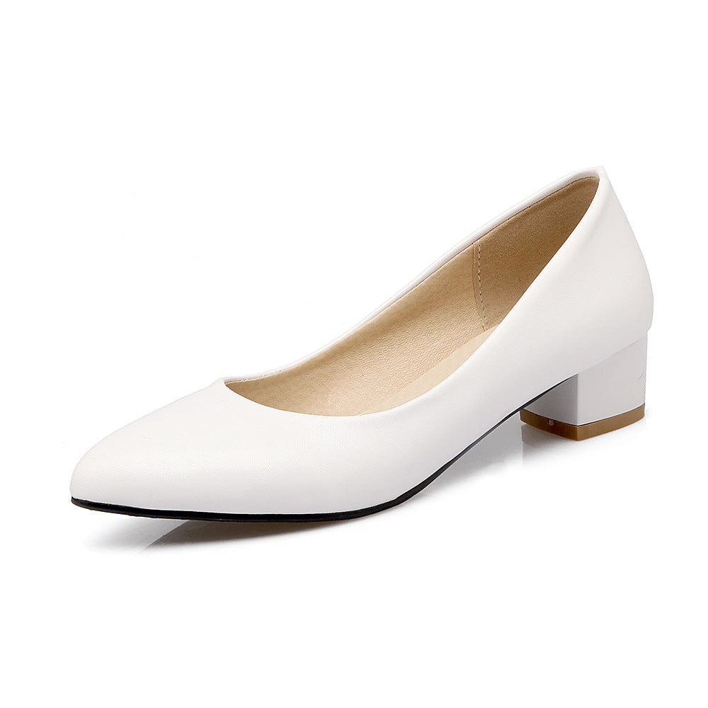 Pointed Toe Chunky Heel Basic Pumps - Onlymaker Featured