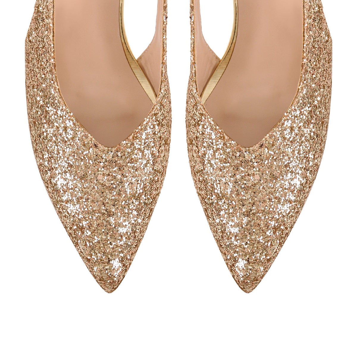 Glitter Pointed Toe Kitten Heel Slingback Pumps - Onlymaker Hot Sale
