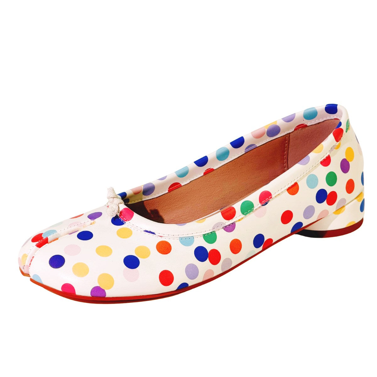 Colorful Polka Dot Tabi Round Heel Pumps - Onlymaker Popular
