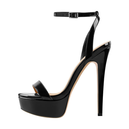 Round Toe Ankle Strap Platform Stiletto Sandals - Onlymaker Trending