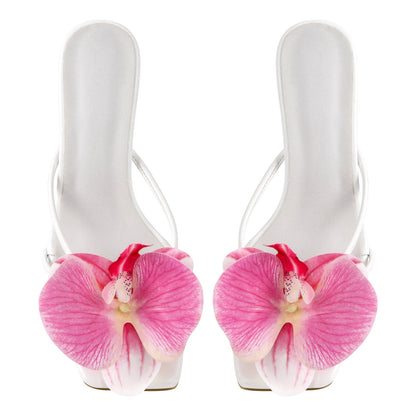 Flower Square Toe Thong Sandals Mules - Onlymaker Deals