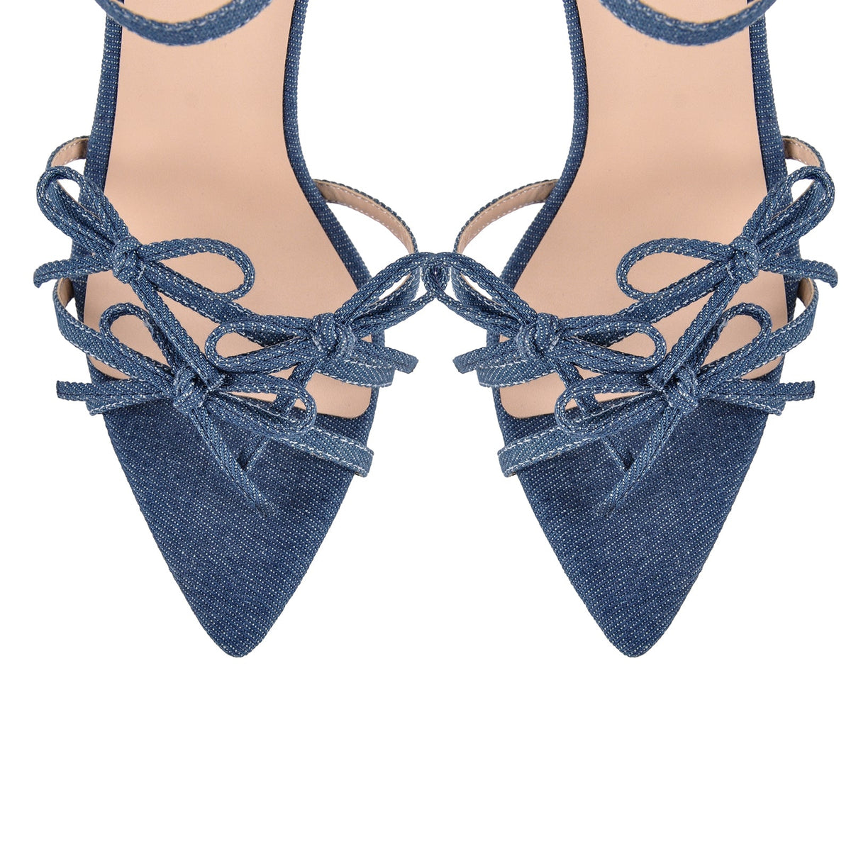Denim Pointed Toe Bow Buckle Strap Sandals - Onlymaker Top Pick