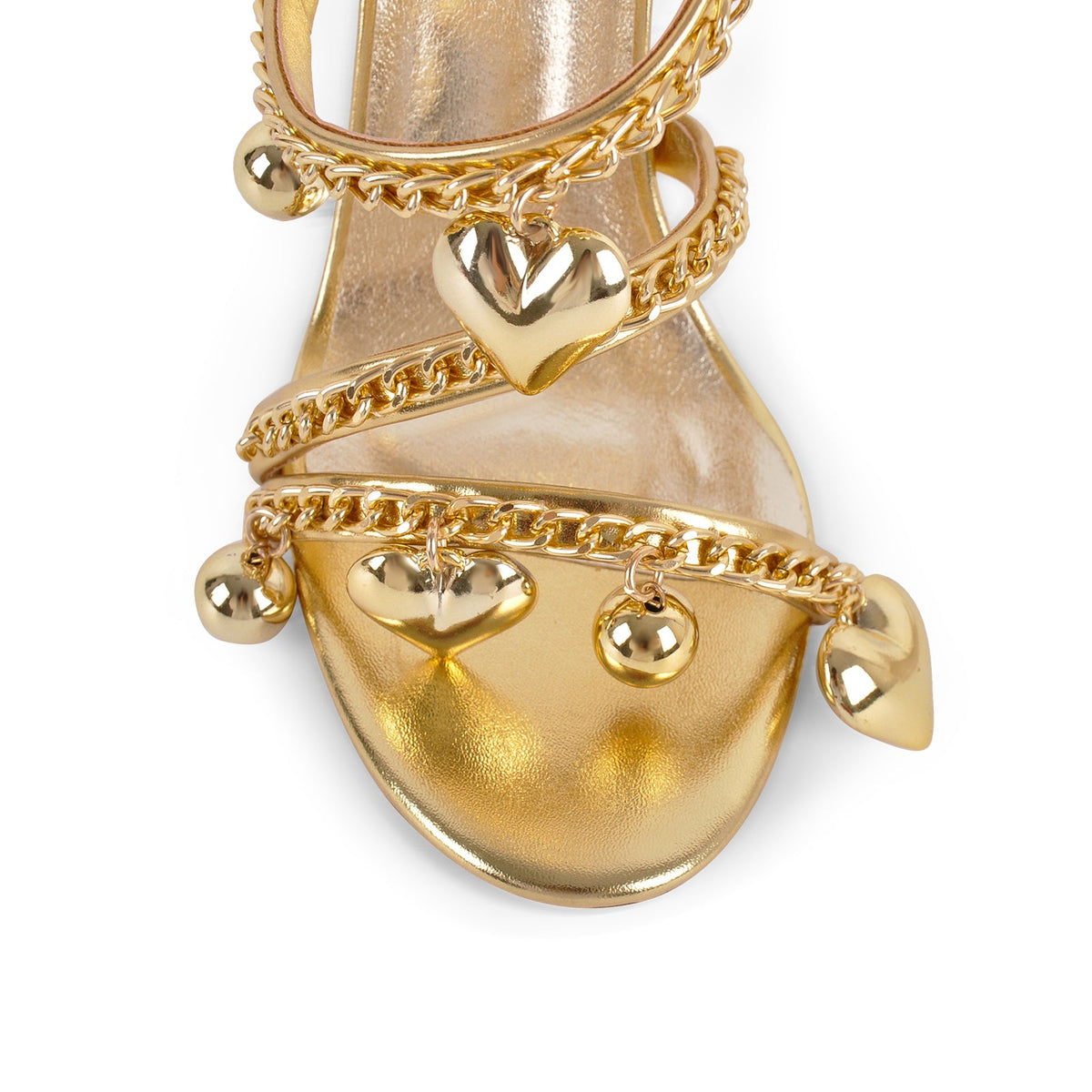 Gold Pendant Metal Chain Wrap Strap Sandals - Onlymaker Top Pick
