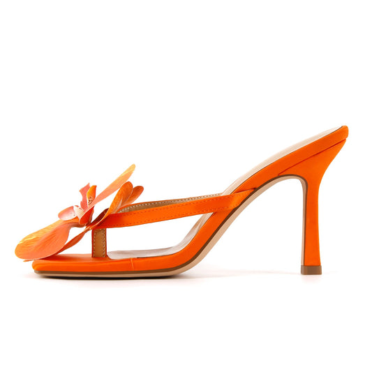 Square Toe Flower Thong Mules - Onlymaker Quality