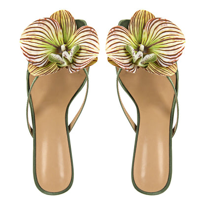 Square Toe Flower Thong Mules - Onlymaker Quality