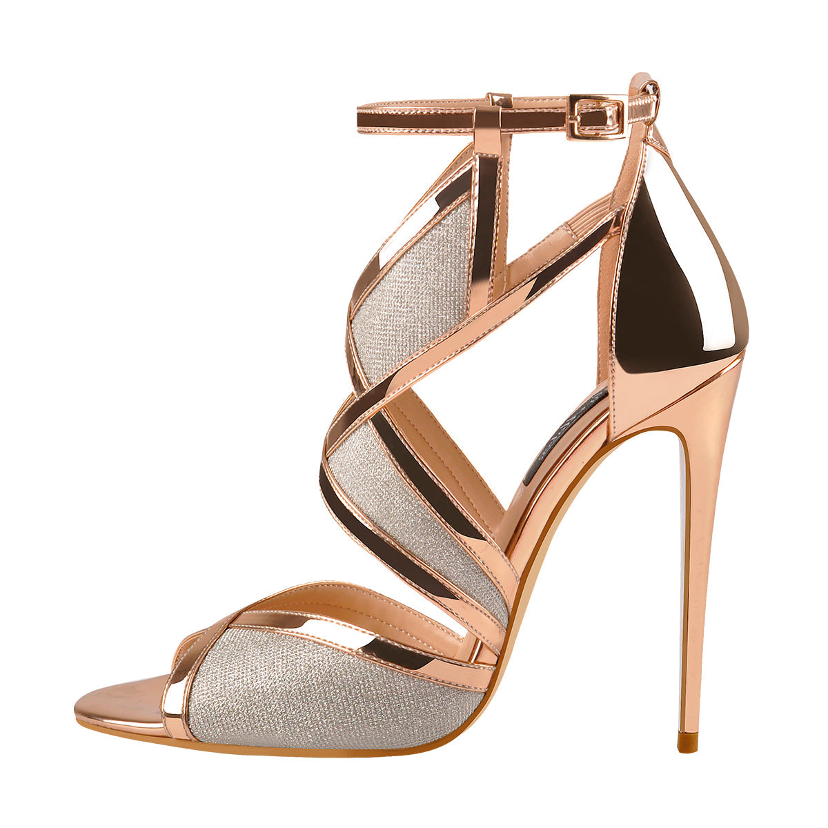 Champagne Gold Metallic Luster Glitter Cut Out Sandals - Onlymaker Deals