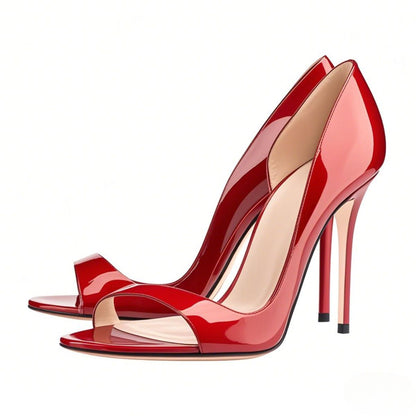 Black Open Toe Side Cut Stiletto High Heel Sandals - Onlymaker Hot Sale
