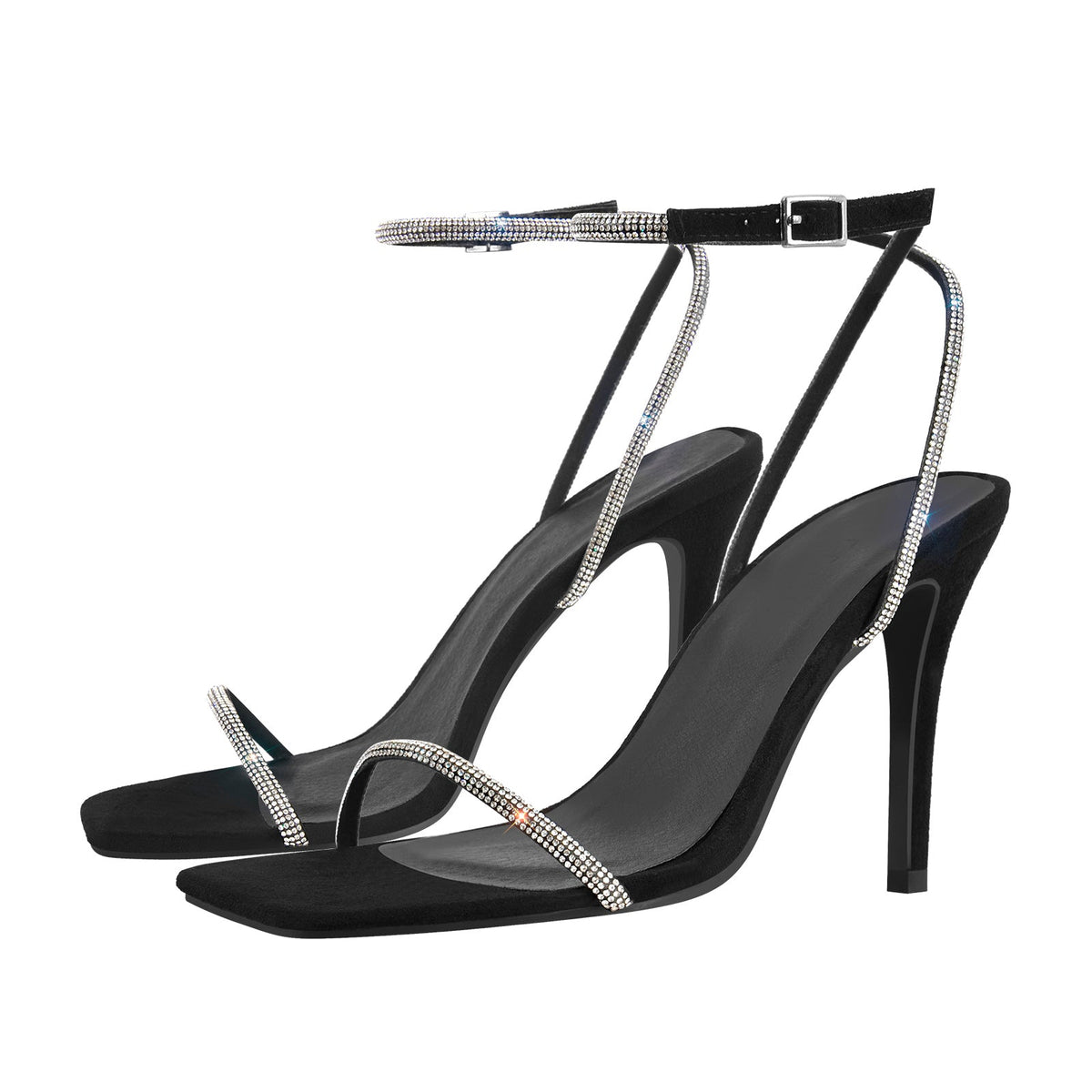 Rhinestones Ankle Strap Stilettos Sandals - Onlymaker Best Price