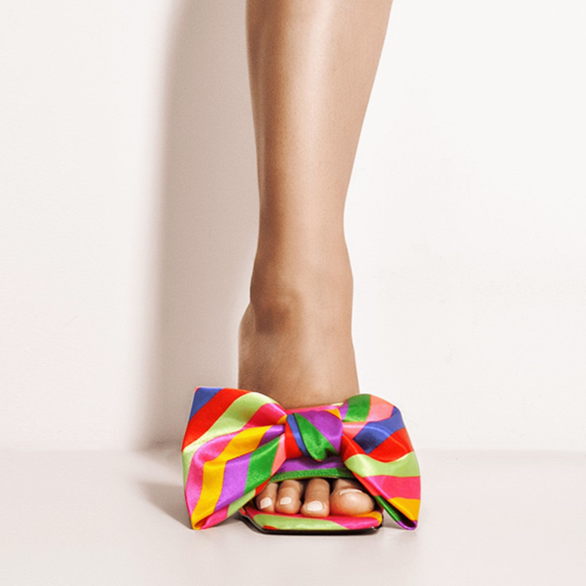Colour Bow Leather Square Toe High Stiletto Heels Sandals - Onlymaker Trusted