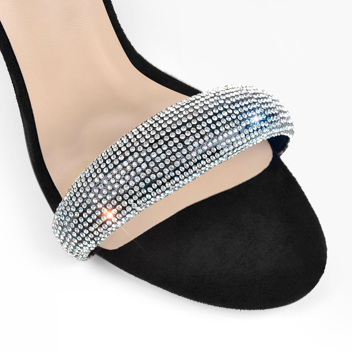 Double Rhinestone Band Zipper Stiletto Sandals - Onlymaker Recommended