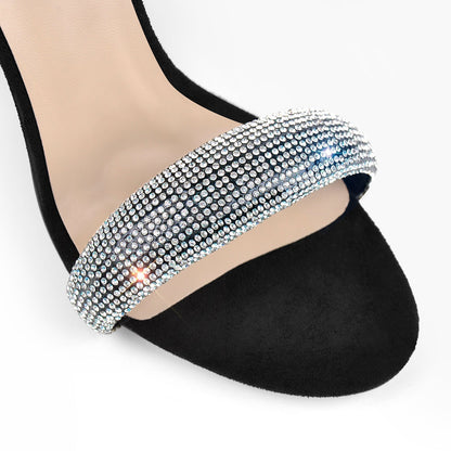 Double Rhinestone Band Zipper Stiletto Sandals - Onlymaker Recommended
