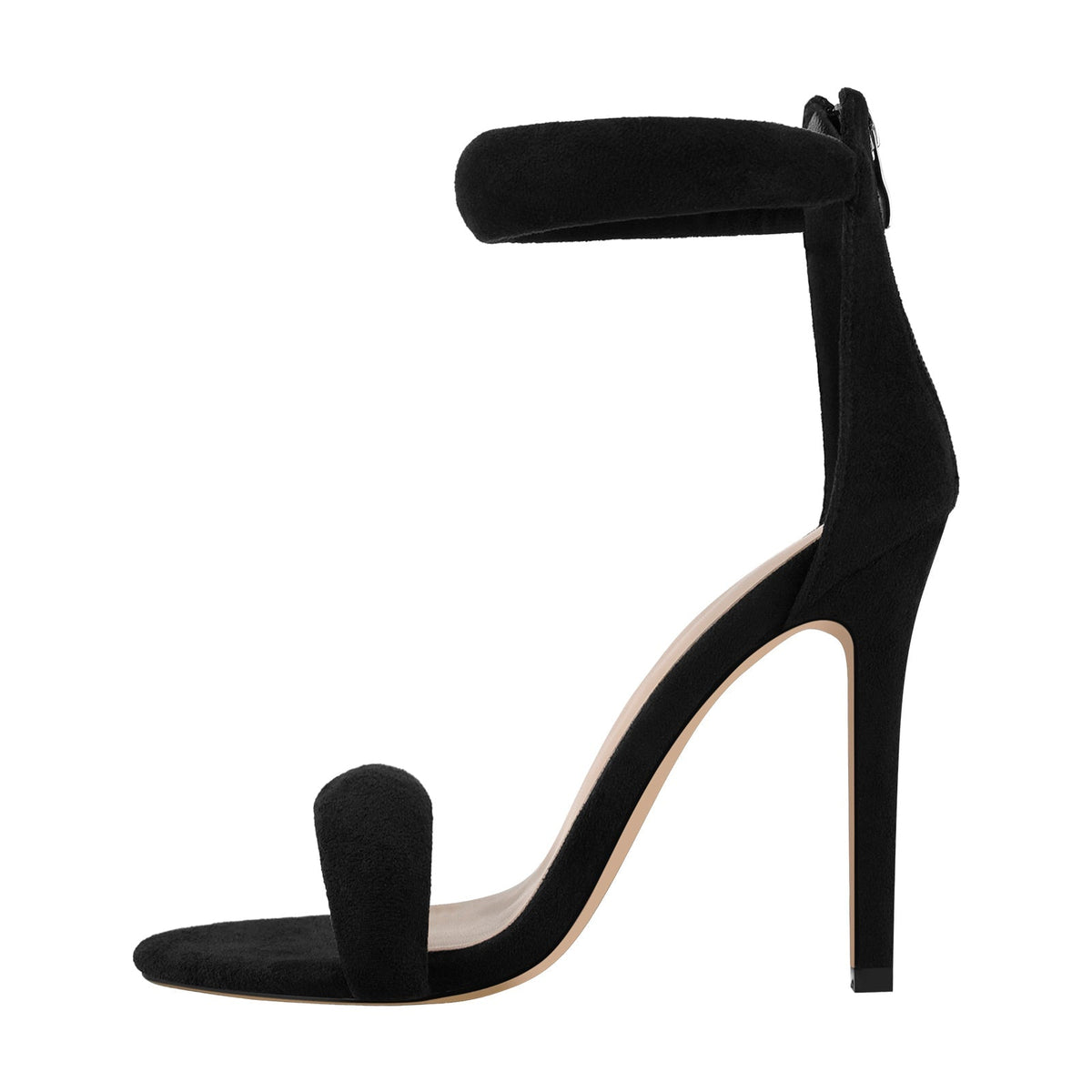 Double Rhinestone Band Zipper Stiletto Sandals - Onlymaker Recommended