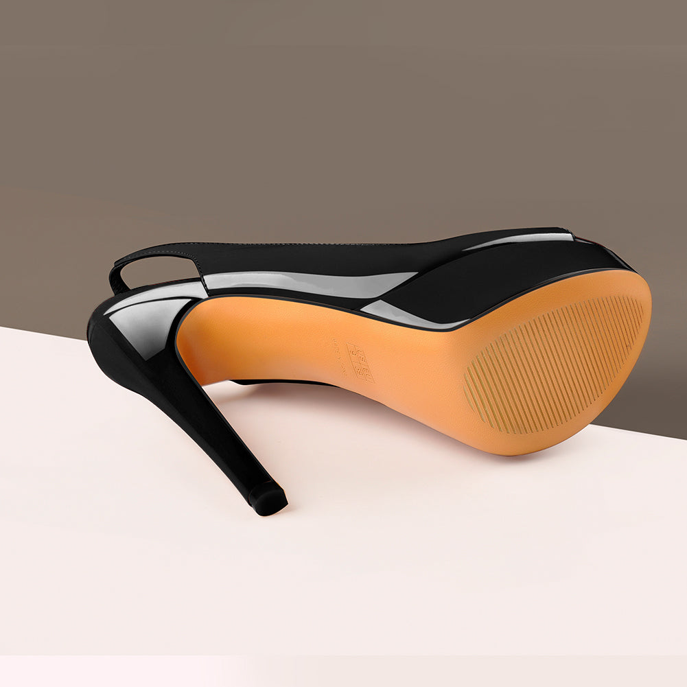 Platform Peep Toe Slingback High Heels - Onlymaker Sale