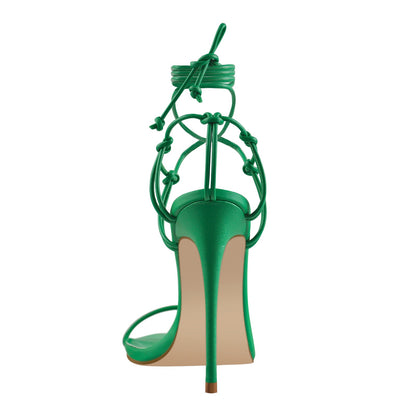 Pointed Toe Lace Up Strap High Heel Sandals - Onlymaker Smart Buy