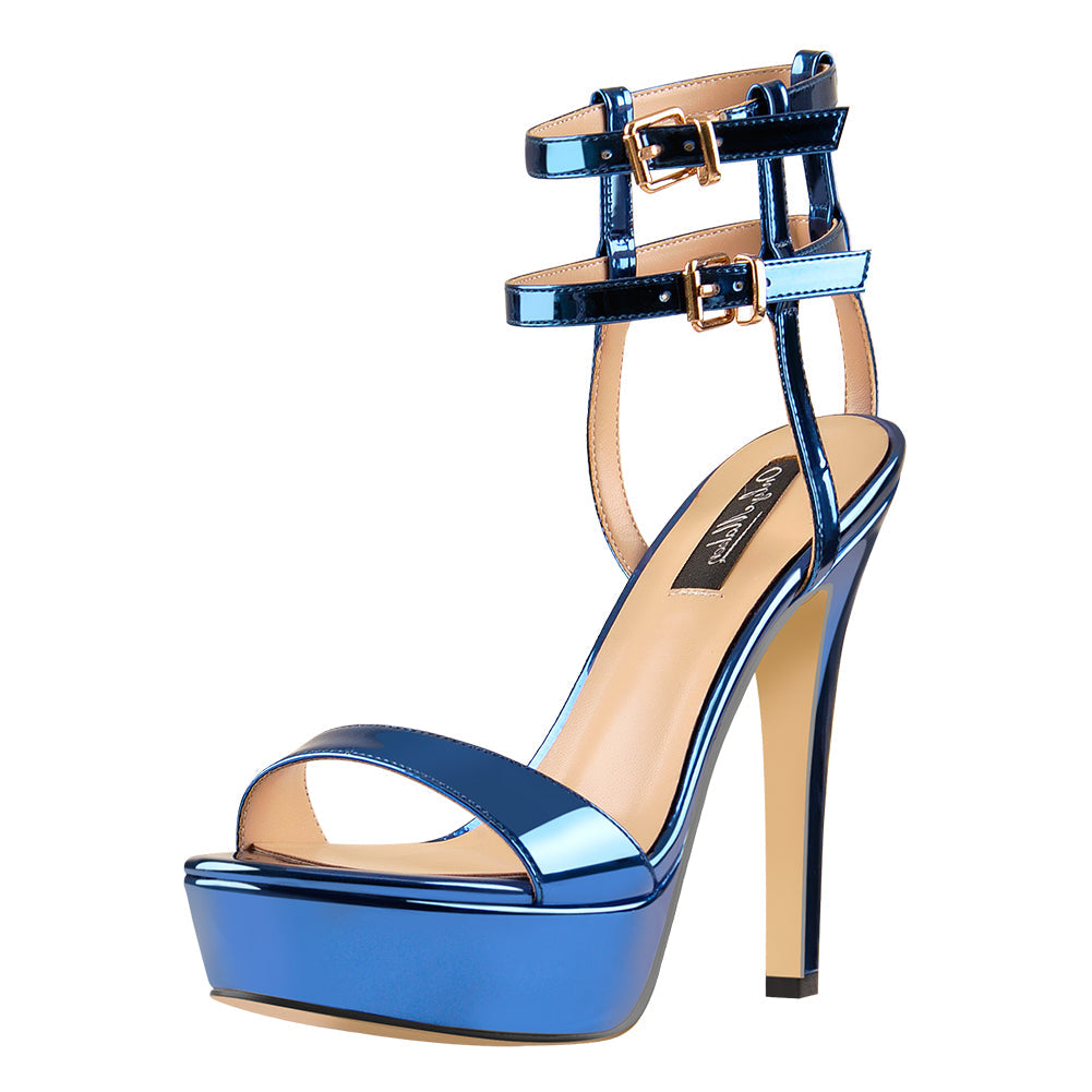 Ankle Double Buckle Strap Platform Stiletto High Heels Sandals - Onlymaker Top Pick