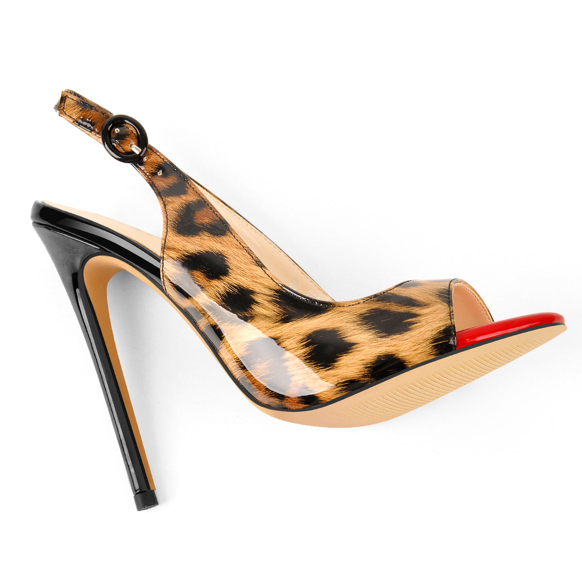 Black Red Gradient Open Toe High Heels Slingback Sandals - Onlymaker Exclusive