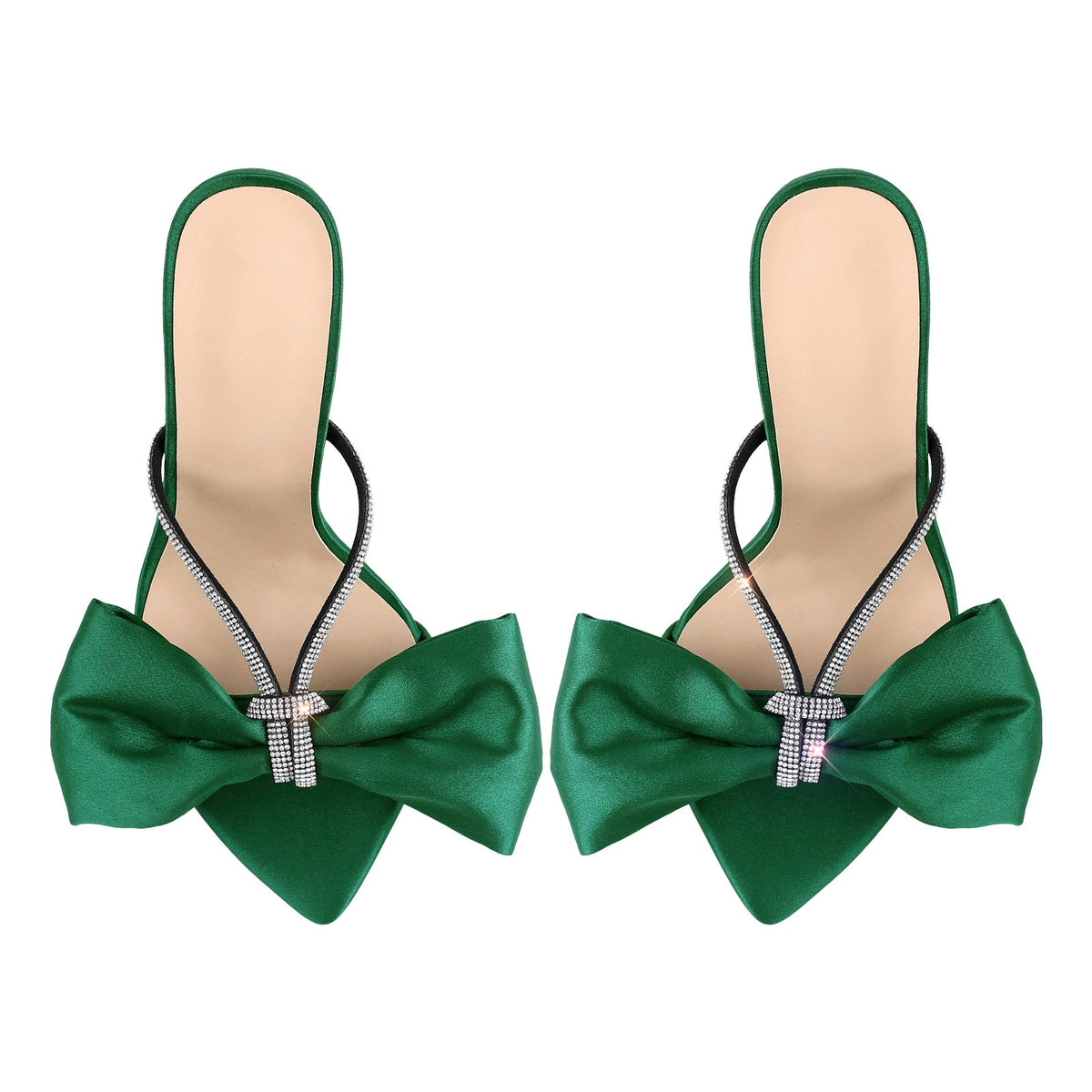 Pointed Toe Bow Rhinestones High Heel Sandals - Onlymaker Special Offer