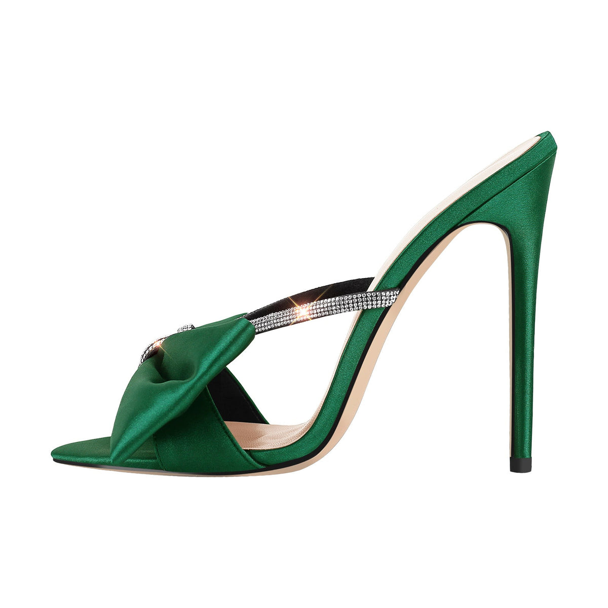 Pointed Toe Bow Rhinestones High Heel Sandals - Onlymaker Special Offer