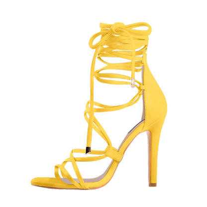 Lace up High Heels Gold Gladiator Stiletto Sandals - Onlymaker Trusted