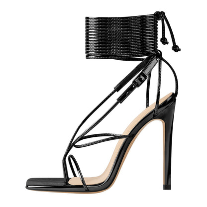 Square Toe Strap High Heel Stiletto Sandals - Onlymaker Trending