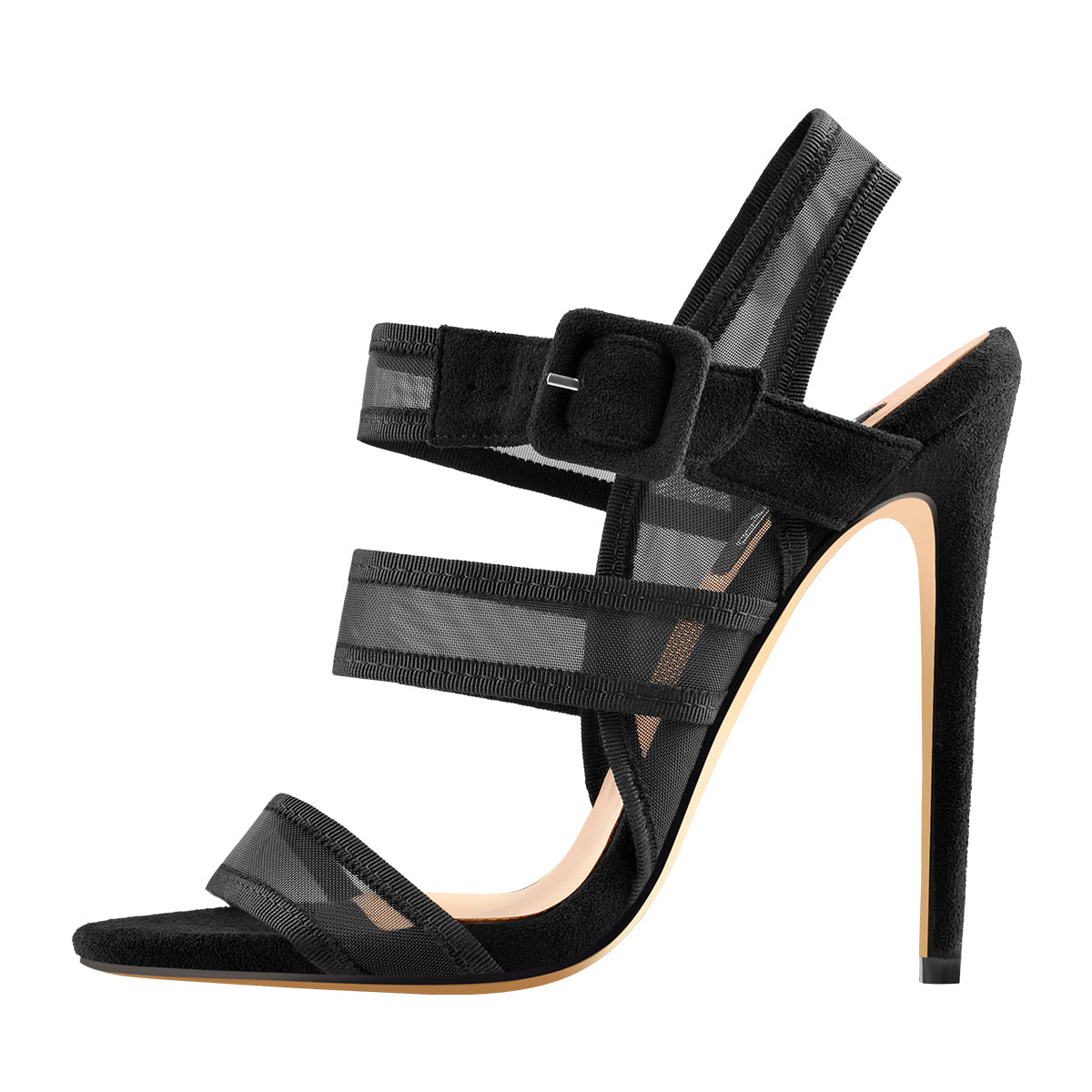 Mesh Straps Stiletto Buckle Strap Sandals - Onlymaker Quality