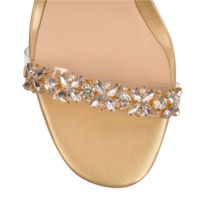 Ankle Clear Strap Rhinestone Transparent Perspex Heels Sandals - Onlymaker Best Seller