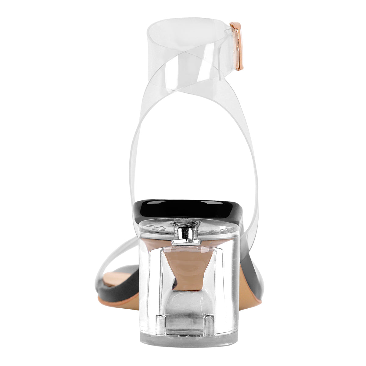 Ankle Clear Strap Transparent Perspex Chunky Heels Sandals - Onlymaker Best Price