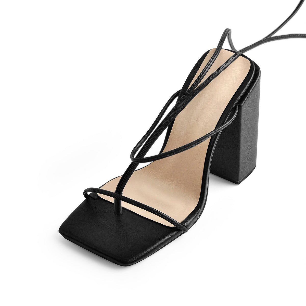 Ankle Strap Square Toe Chunky Heels Sandals - Onlymaker Essential