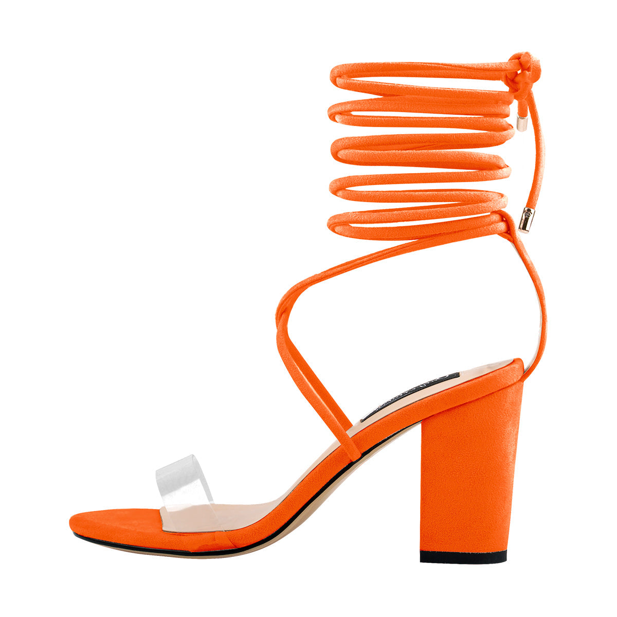 Chunky High Heel Orange Lace Up Sandals - Onlymaker Deals