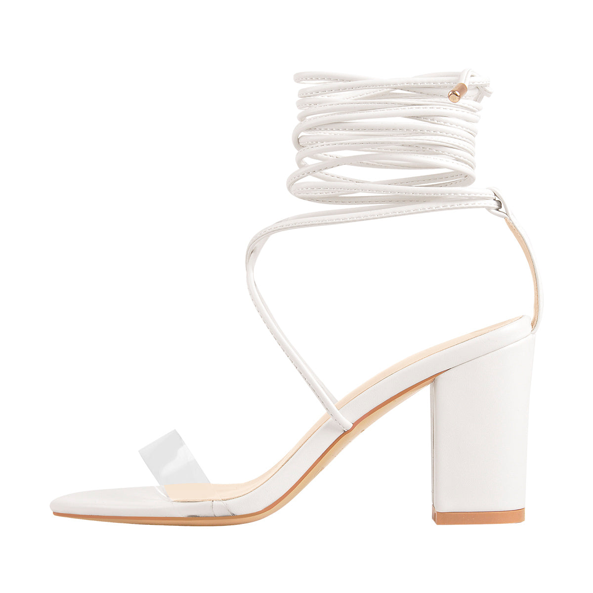 Chunky High Heel Orange Lace Up Sandals - Onlymaker Deals