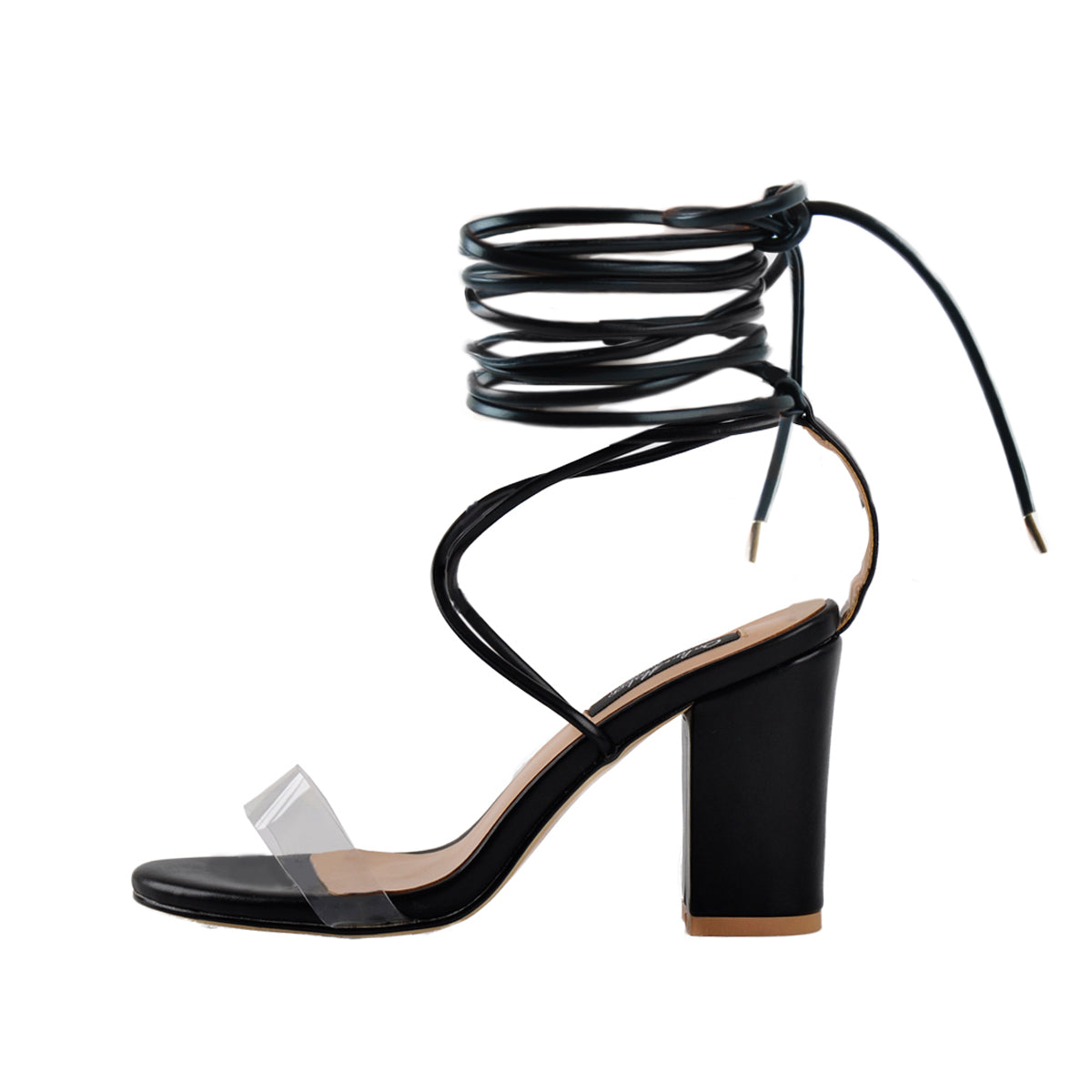 Chunky High Heel Orange Lace Up Sandals - Onlymaker Deals