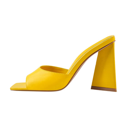 Square Toe Chunky Heel Sandal Mules - Onlymaker Quality