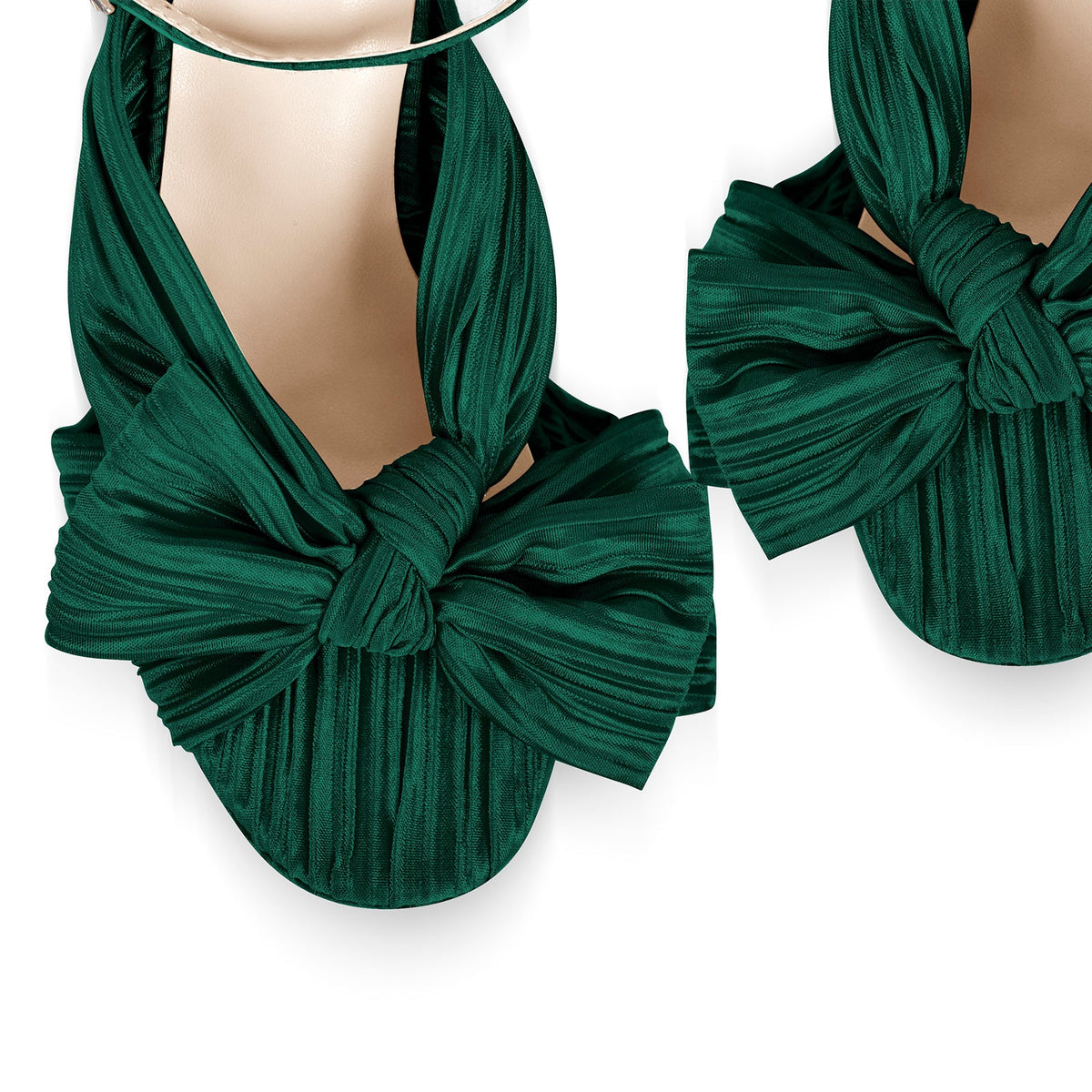Platform Ankle Strap Pleated Bow Sandals - Onlymaker Value