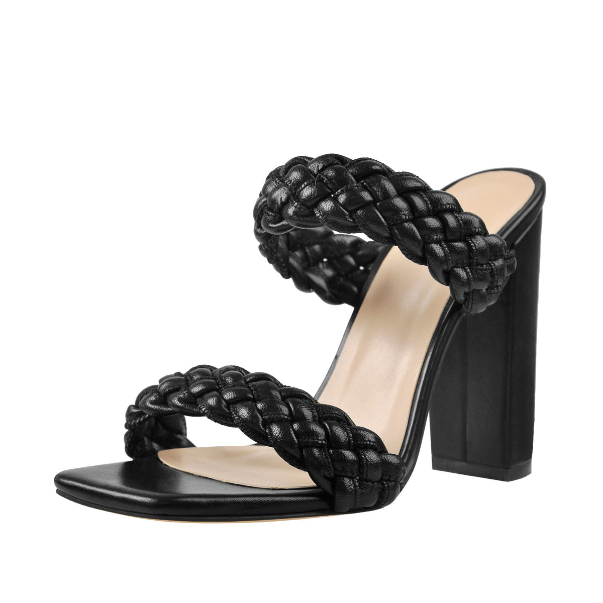 Black Open Toe Chunky High Heel Mules Sandals - Onlymaker Great Value