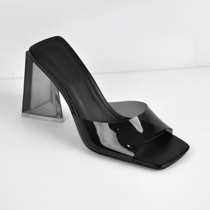 Clear Chunky Heel Sandals Mules - Onlymaker Quality